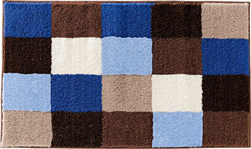 Erwin Müller Badematte Kreta blau Größe 60x90 cm, Badteppich, Badvorleger rutschhemmend - kuscheliger Hochflor, für Fußbodenheizung geeignet