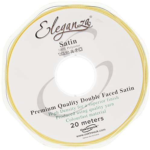 Eleganza 15 mm x 20 m Double Faced Satin, Pale Yellow
