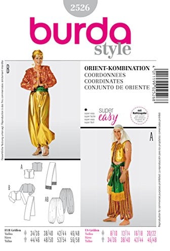 Burda 2526 Schnittmuster Kostüm Fasching Karneval Orient (Damen, Gr. 44-58) – Level 1 super Easy