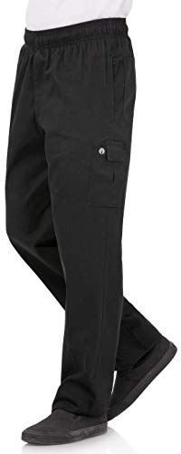 Chef Works B222-L Pantalones Cargo de Ajuste Delgado, Grande, Negro