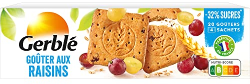 Gerblé Teneur réduite, Goûter aux Raisins, Biscuits allégés en sucre et sans sel, 20 biscuits, 360 g, 178781