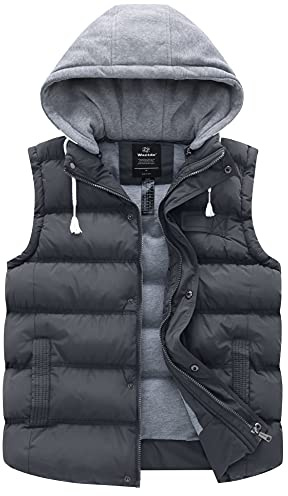 Wantdo Gilet Imbottito Caldo Invernale Smanicato con Cappucio Staccabile Antivento Giacca Senza Maniche Corto Giubbotto Casual con Zip Donna | Impermeabile,Cappuccio Rimovibile,Rinforzato, Antivento, Caldo, Capospalla, Leggero, Isolato,Smanicato da Lavoro,Casual