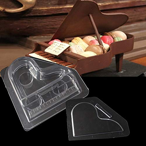 ECOSWAY - Stampo per cioccolatini 3D a forma di pianoforte, per cioccolatini e caramelle fai da te, trasparenti in policarbonato, set da 2 pezzi