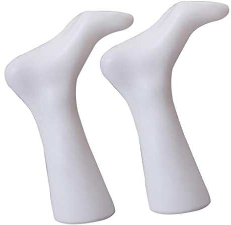 perfk 2 Stück Fuß Schaufensterpuppe-Schaufensterpuppe Fuß weiß- Kunststoff Dekofuß für Socken & Schmuck Fuß Dekobein Dekofuß Schmuckhalter Schmuckständer- Stabile Auslage
