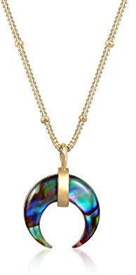 Elli Halskette Damen Halskette mit Halbmond Anhänger vergoldet in 925 Sterling Silber, Collier Kette mit Muschel Anhänger für Frauen, Damenhalskette Länge 45cm