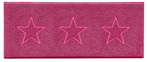 Nicoman Star Shape Embossed Entrance Door Mat Non Slip Dirt Trapper PVC Spaghetti Mat with Rubber Base, Jet Washable Quick Drying Doormat Watertight Indoor or Outdoor - (Runner, Pink, 150 x 60cm)