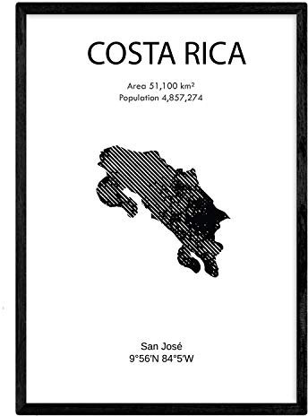 Nacnic Poster von Costa Rica. Blätter von Ländern und Kontinenten. A3 Größe