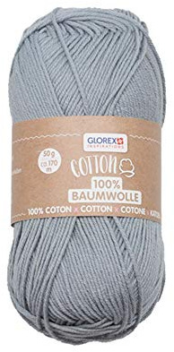 Glorex 5 1004 16 - Cotton 100 % Baumwolle, vielseitig einsetzbar zum Stricken, Häkeln und Basteln, sehr gute Qualität, weich und waschbar, 50 g, ca. 170 m, grau