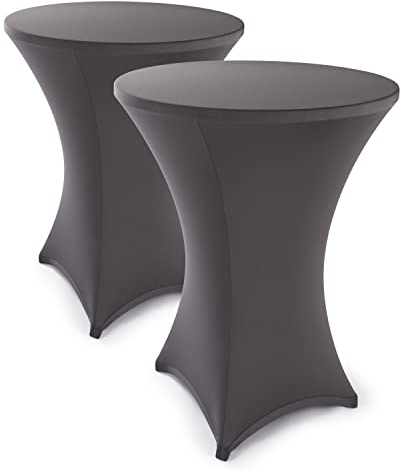 Blumtal 2er Set Stretch Stehtisch Hussen Bügelfrei - Oeko -TEX zertifizierte Tischhussen für Stehtische Ø 60 – 65 cm - Verstärkung im Fußbereich - waschmaschinengeeignet - Anthrazit