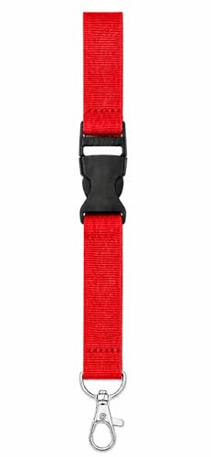 10x ROT Schlüsselband Umhängeband Lanyard 20mm mit Karabinerhaken unbedruckt für Ausweise Autoschlüssel Zugangskarten