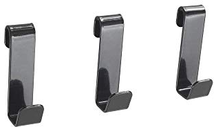 Metaltex Mural Line Wandgitter 3er Set Haken, Metall, Schwarz, 1,5 x 2,5 x 5,5 cm