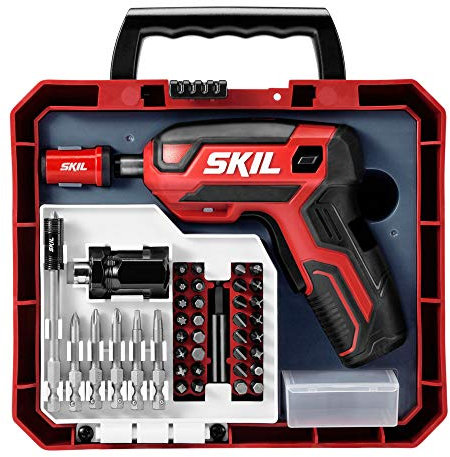 SKIL Rechargeable 4V Cordless Pistol Grip Screwdriver with 42pcs Bit Set, USB Charger and Carrying Case - SD5618-03