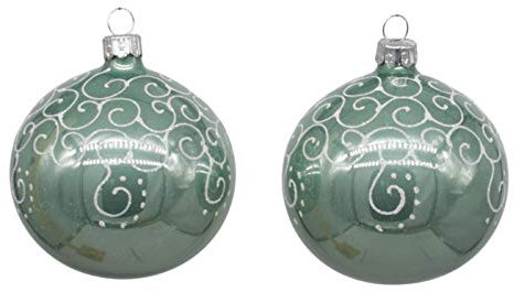 condecoro Christbaumkugel - Mint - handverziert Baumschmuck 2er Set