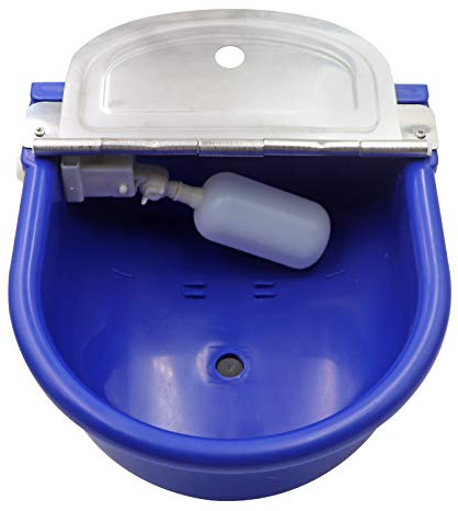MINYULUA Automatic Waterer Bowl Large Horse Waterer with Float Valve and Drain Plug Automatic Water Feeder Dispenser Bowl for Sheep Dog Horse Cow Pig Plastic (Dark Blue)