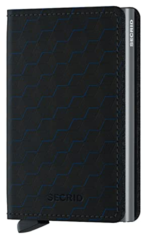 Secrid Slimwallet Kartenetui Black-Titanium aus Leder für 4 Karten mit oder 6 Karten ohne Prägung, Maße: 10,2 x 6,8 x 1,6 cm, SOP-Black-Titanium