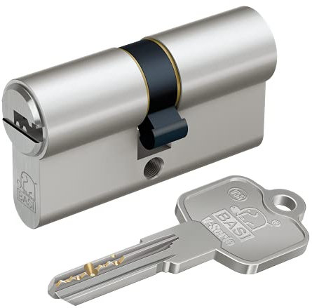 BASI | V55 Profil-Doppelzylinder 30/40 mm | Zylinderschloss mit 5 Wendeschlüssel und Codekarte | Bohrmuldenschlüssel | Pickingschutz & Anbohrschutz | Verschiedenschließend