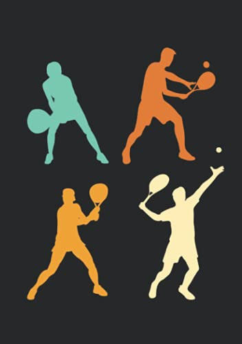 Notizbuch A5 liniert mit Softcover Design: Tennis Silhouette Tennis Geschenk für Männer und Frauen: 120 linierte DIN A5 Seiten