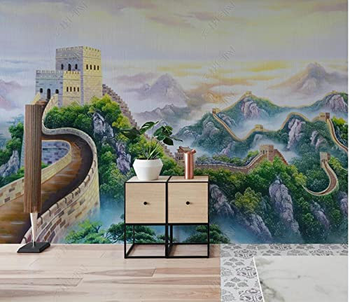 Wandbild-Tapete-Herrliche Chinesische Mauer Neue Chinesische Ölgemälde Hintergrund Wandbild *150cmx105cm(59,1x41.3inch) Poster-Seidentuch-Fototapete-benutzerdefinierte-Wanddekoration