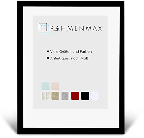 RahmenMax® Skane Bilderrahmen 55x75 cm zum Aufhängen/Bilderrahmen Maßanfertigung möglich/Posterrahmen aus MDF/Bilder Rahmen in Schwarz Matt mit klarem Acrylglas/Puzzle Rahmen