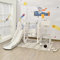 RELAX4LIFE 6 en 1 Tobogán Infantil para Niños, Parque Infantil con Tobogán, Columpio y Canasta Baloncesto, Juego de Toboganes para Niños 18 Meses-5 Años, Casitas Infantiles Interior (Gris)