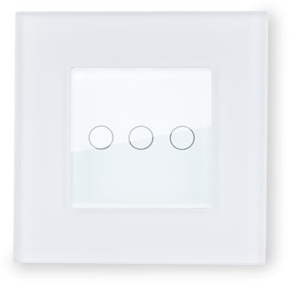 LEDKIA LIGHTING Interruptor Táctil Triple con Marco Cristal Modern Blanco