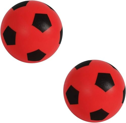 HTI Fun Sport Schaumstoff-Fußbälle | Weiche, sichere Schaumstoffbälle für Indoor & Outdoor | Langlebig, leicht & ideal für Kinder & Erwachsene | Spaß für alle Altersgruppen | 19,4 cm (2 Pack rot)