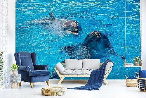 Fototapete 3D-Delfin-Algen-Tapeten-Wandbild, 274 x 254 cm Design Tapete Fototapeten moderne Wand Schlafzimmer Wohnzimmer