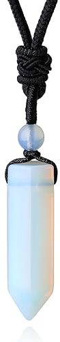 XIANNVXI Kette Damen Herren Opal Kristalle Anhänger Sechseckiger Punkt Anhänger Ketten Heilung Kristall Natürliche Edelsteine Verstellbares Seil Reiki Schmuck Halskette