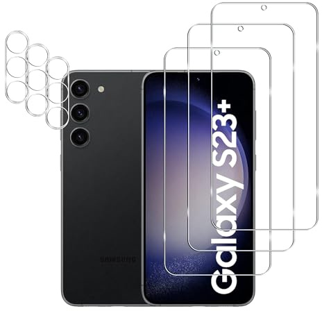 YIFNTANG [3+3 Pièces Protection D'écran en Verre Trempé pour Samsung Galaxy S23 Plus 5G et Caméra Arrière Protecteur,9H Dureté,Anti Rayures,HD Clair,Compatible avec Samsung Galaxy S23 Plus 5G