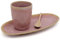 Mea-Living STONEWARE Set L rosa, mit Becher, Teller und Löffel, handgemachtes Steingut, Kuchenteller, wunderschönes handmade Geschirr