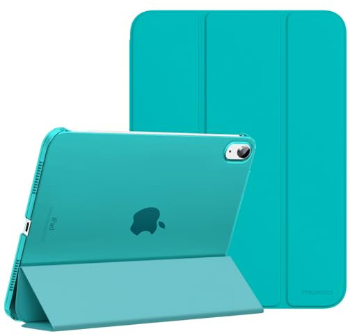 MoKo for iPad (A16) 11th Generation Case 11 Inch 2025, iPad 10th Generation Case 10.9 Inch 2022, Slim Stand Hard PC Translucent Back Shell Smart Cover, Support Touch ID, Auto Wake/Sleep, Pagoda Blue