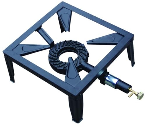 P03 Powerfire 4S| Fornellone a Gas da esterno Professionale, Acciaio Smaltato e Ghisa, Potenza 5,8 kW, Nero - cm.30x30x14