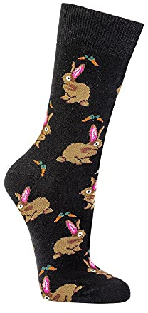 Damen Jungen Mädchen Socken (2 Paar) witzig bunt 36-41 Hase