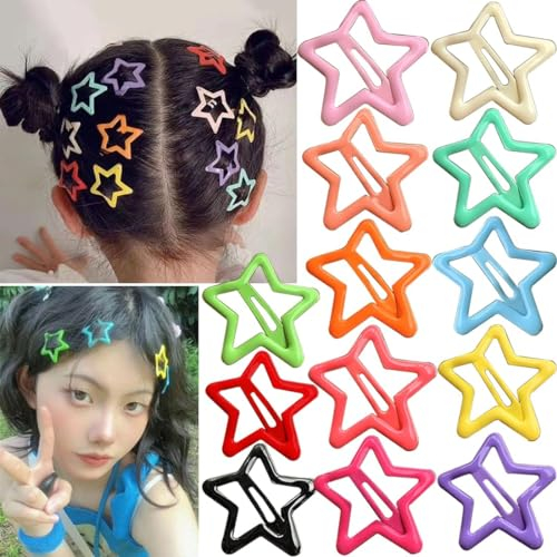 Forcina a Stella,Mollette Stella,Colorati Mollette per Capelli Stella,Mollette Stella Capelli,Fermagli per Capelli Stella Antiscivolo, Fermacapelli Donna per Donne e Ragazze
