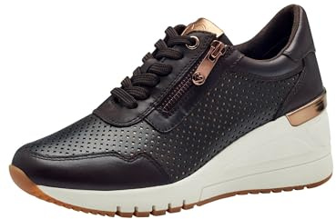 Marco Tozzi Damen Wedge Sneaker mit Lederanteil mit Keilabsatz
