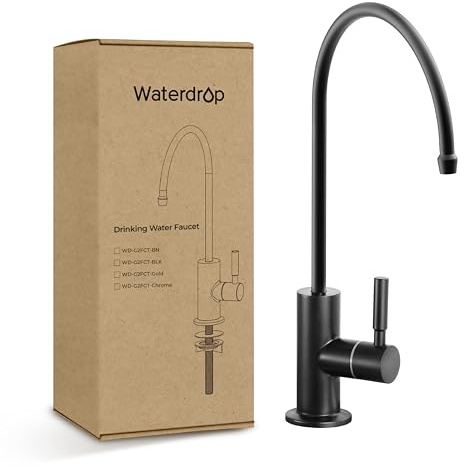 Waterdrop G2FCT-BLK Drinking Water Faucet, Reverse Osmosis Faucet, Water Filter Faucet for Kitchen Bar Sink, Single Handle, Easy to Install, Lead-Free, Stainless Steel, Black