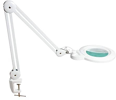 Neatfi XL Bifokal 1.200 Lumen Super LED Lupenlampe mit Klemme, europäischem Stecker, 3 Lichtmodi, 5 + 20 Dioptrien, dimmbar, 12W, 120 SMD-LEDs (CCT mit 15,24 CM Linse, Weiß)