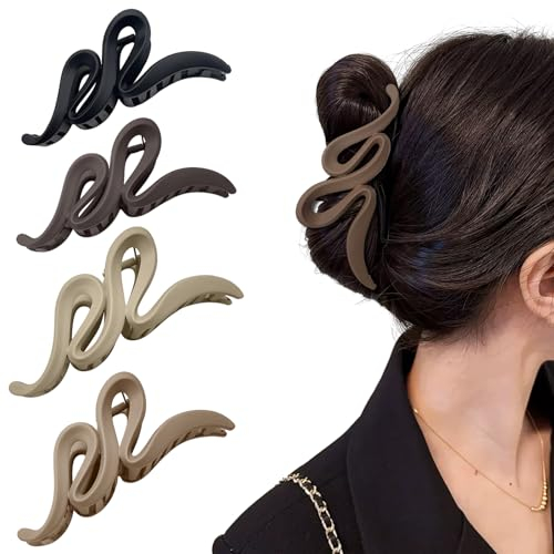 Lithyc Paquet de 4 Pinces à Cheveux à Grandes Vagues, Pince Cheveux Femme, Pince Cheveux, Grosse Pince Cheveux, Pinces à Cheveux AntidéRapantes pour Femmes Aux Cheveux éPais