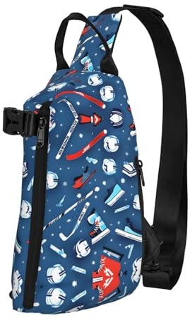 WURTON Cross-Rucksack, Motiv: Eishockey-Druck, leicht, für Reisen, Wandern, Eishockey-Aufdruck, Einheitsgröße