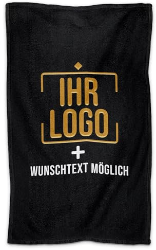 PR Print Royal Personalisiertes Gäste-Handtuch mit Logo & Wunschtext - Handtuch mit Firmenlogo Bedrucken, Werbegeschenke, Verein, Abschiedsgeschenk Kollegen | Fotohandtuch, 30 x 50 cm Hochformat