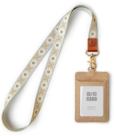 SENLLY Colgante Tarjetas Identificativas Porta Credencial con Correa de Cordón para el Cuello, Portatarjeta Insignia Personales para ID, Llaves, oficina