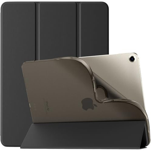 TiMOVO Funda para Nuevo iPad Air 13 Pulgadas (M3/M2-2025/2024), Cubierta Ultra Delgada Translúcida de TPU Suave, Carcasa con Soporte Trifold, Auto Estela/Sueño, Negro
