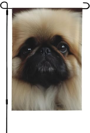 Niedliche Pekinese bedruckte Gartenflagge, Banner, 71,1 x 101,6 cm, doppelseitig, für Outdoor-Dekoration