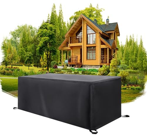 Garden Furniture Covers 200x150x90cm/LxWxH Rectangular Patio Furniture Cover Waterproof Table Covers 420D Oxford Furniture Cover Windproof Anti-UV for Chair Table Outdoor Rattan Sofa Cover Black