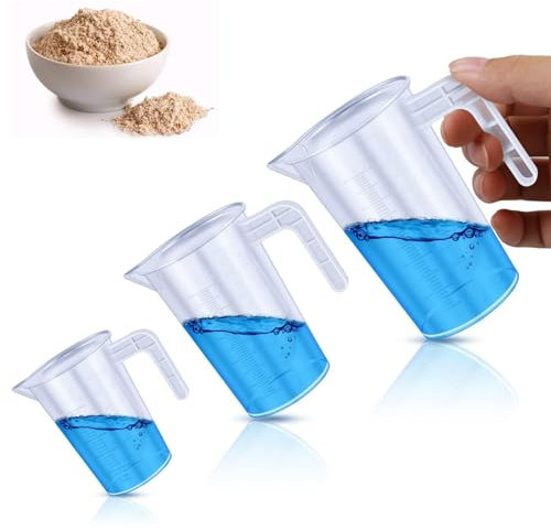 Messbecher, 50 + 100 + 250 ml, Kunststoff, Messbecher, Küche, Messbecher, Kunststoff, Glas, Trockenfutter, Hund, transparent, Dosierer, Flüssigwaschmittel, Küche, Schüssel, Messbecher, Messbecher, 3