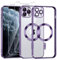 Phoona Cover Placcatura per iPhone 11 Pro 5,8 Pollici, Obiettivo per Fotocamera Protezione Completa e 2 × vetro temperato, Compatibile con MagSafe Ricarica Wireless, Protezione Militare, Viola