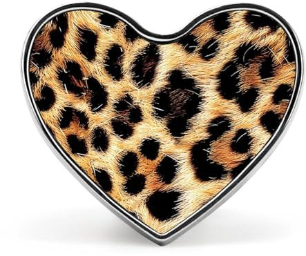 Broche à revers drôle en peau de léopard, broche en forme de cœur tendance, épingle à cravate, badge, accessoires pour hommes et femmes