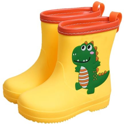 AIchenYW Stivali da neve per bambini, con calda imbottitura, classici stivali da pioggia in PVC, in gomma, impermeabili, per bambini, per ragazze, invernali, con calda imbottitura termica, giallo., 31