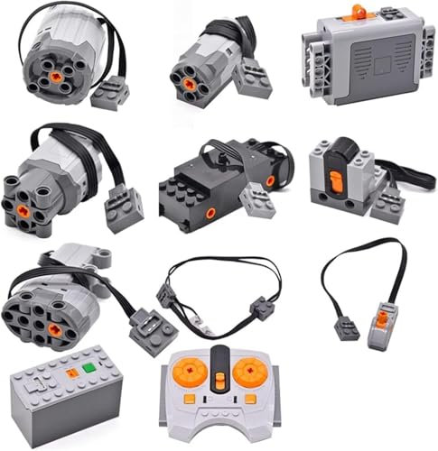 ENPUSI Power Functions Set, 11 Teile Motor Set mit Fernbedienung Batteriebox Zug Motor Led Kompatibel mit vielen Modellen