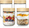 VITEVER 4-pack 16oz Overnight Oats Containers with Bamboo Lids, Glass jars with Airtight Lids, Wide mouth Mason Salad jars, Glass Food Storage Containers for Snacks Yogurt Spice Sugar